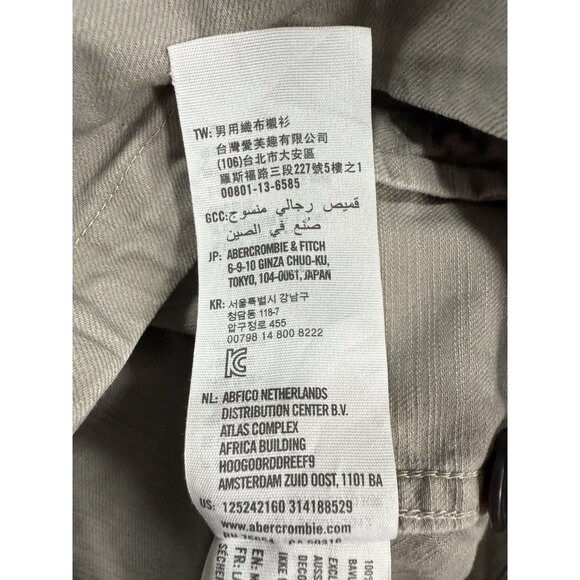 Abercrombie & Fitch Mens Shirt Jacket Sz XL Distressed Khaki Canvas Vtg Shacket - Picture 6 of 9
